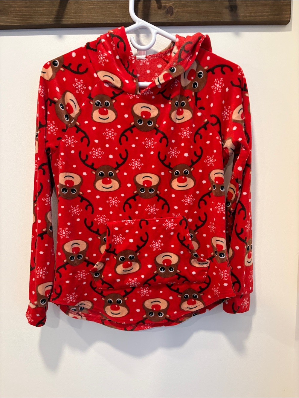 No Boundaries Red Reindeer Hooded Pullover for Kids